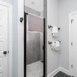 bathroom towel rack and shower door 125 Fairfield Dr